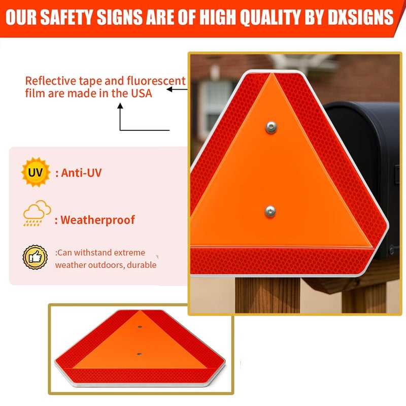 DXSIGN علامة المركبة البطيئة، علامة مثلث المركبة البطيئة، ألمنيوم 14"x16" 3M عاكسة لعربة الجولف - Image 4